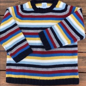 Crew neck striped knit sweater